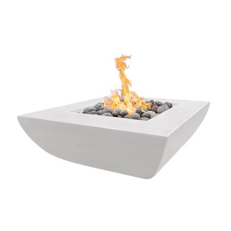 The Outdoor Plus 42 Square Avalon Fire Pit - GFRC Concrete - White - Low Voltage Electronic Ignition - Natural Gas OPT-AVWLFP4242E12V-LIM-NG